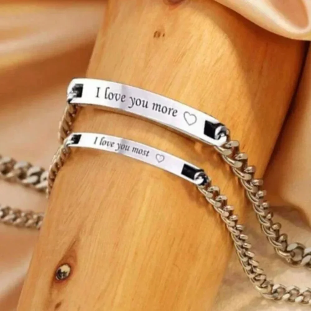 2 Set Titanium Steel Engraved 